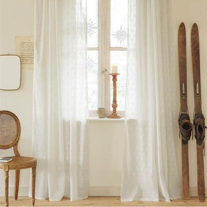 Vorhang Weiß auf Weiß - Weiß/Offwhite - 100 % Baumwolle - Vorhänge - Gardinen - Schlaufenschals