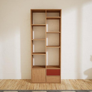 Holzregal Eiche - Modernes Regal: Schubladen in Eiche & Türen in Eiche - 79 x 195 x 34 cm, Personalisierbar