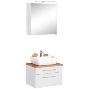 HELD MÖBEL Badmöbel-Set »Davos«, (2-St), Spiegelschrank Breite 60 cm, mit rechteckigem Waschbecken