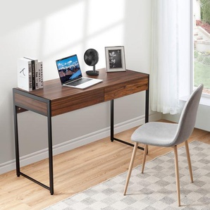 Schreibtisch mit 2 Schubladen Computertisch Hölzerner Bürotisch 112 x 48 x 76 cm Schwarz + Antik