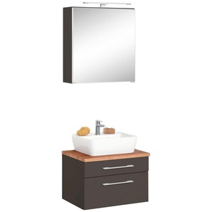 HELD MÖBEL Badmöbel-Set »Davos«, (2-St), Spiegelschrank Breite 60 cm, mit rechteckigem Waschbecken