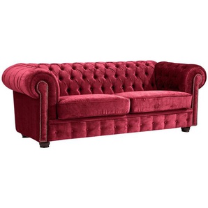 Max Winzer Chesterfield-Sofa , Rot , Textil , 2-Sitzer , 174x74x98 cm , Goldenes M, Made in Europe , Wohnzimmer, Sofas & Couches, Chesterfield Sofas