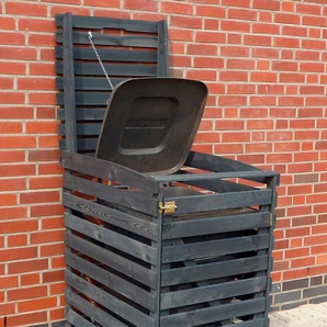 Mülltonnenbox PROMADINO Aufbewahrungsboxen Gr. B/H/T: 68 cm x 111 cm x 63 cm, grau (anthrazit) Garten- Kissenboxen Aufbewahrungsboxen für 1x120 l aus Holz, BxTxH: 68x63x111 cm