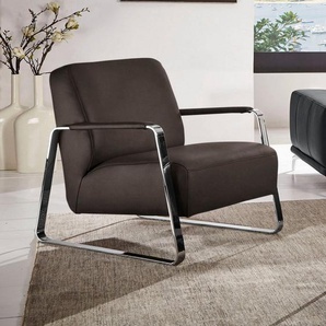 W.SCHILLIG Cocktailsessel quadroo, mit bezogenen Armlehnen, Gestell in Chrom glänzend