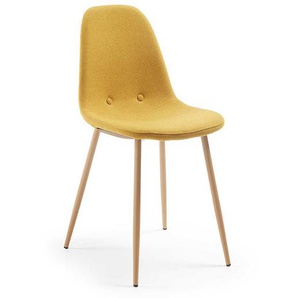 4 Stühle in Gelb Webstoff Metallgestell in Naturfarben (4er Set)