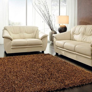 Polstergarnitur SIT&MORE Sitzmöbel-Sets Gr. NaturLEDER, beige (creme) Couchgarnituren Sets Sitzmöbel-Sets NaturLEDER (2-tlg), bestehend aus je einem 2- und 3-Sitzer, Federkern