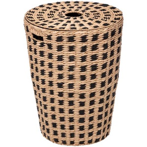 Wäschekorb aus Bambus, 60 L, mit schwarzem Muster