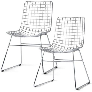 HK living wire Dining Chair Esszimmerstuhl - 2er-Set - Chrome - 2 Stühle à B 47 x T 54 x H 86 cm