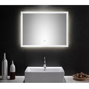 POSSEIK Spiegel mit Beleuchtung weiß 80,0 x 3,2 x 60,0 cm