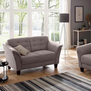 Home affaire Sessel Lillesand, mit Federkern, Knopfheftung im Rücken, Füße Buche Luxus-Microfaser, B/H/T: 104 cm x 89 90 grau Polstersessel