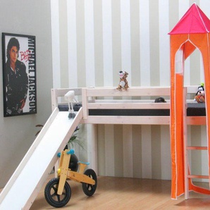 Thuka Kinder Turm Spielturm für Kinderbett Hochbett Rutschbett Bett orange pink