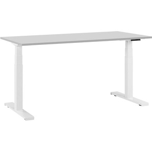 Schreibtisch Grau mit Weiß 160 x 72 cm aus Spanplatte und Stahl Elektrisch höhenverstellbar Modernes Design