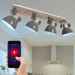 Smart Rgb Led Holz Decken Leuchte Dimmer Google Alexa App Spot Lampe Schwenkbar