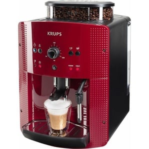 KRUPS Kaffeevollautomat EA8107 Arabica Kaffeevollautomaten 2-Tassen-Funktion, manueller Dampfdüse, 2 voreingestelle Kaffeestärken rot (bordeaux) Kaffeevollautomat