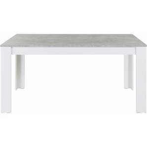 Esstisch HOMEXPERTS Zabona Tische Gr. B/H/T: 160 cm x 75 cm x 90 cm, weiß (weiß, beton, optik, weiß) Rechteckige Esstische Esstisch Holz-Esstische rechteckig Tisch Esstisch, Breite 160 cm
