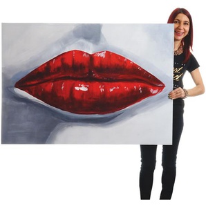 Ölgemälde Lippen, 100% handgemaltes Wandbild Gemälde XL, 120x85cm