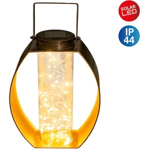 LED Solarleuchte NÄVE Fairylight Lampen Gr. 1 flammig, Höhe: 26,00 cm, 1 St., braun (messing) Solarleuchten messing Innenseite gold, Kunststoffzylinder mit LED Lichterdraht