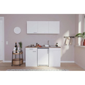Respekta Miniküche Singleküchen , Weiß , Kunststoff , 1,1 Schubladen , 150 cm , Frontauswahl, links aufbaubar, rechts aufbaubar , Küchen, Miniküchen