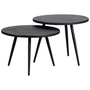Couchtisch Set schwarz mit runder Tischplatte Dreifußgestell (zweiteilig)