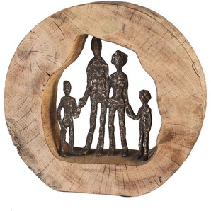Casablanca by Gilde Dekofigur »Skulptur Familie« (1 St), Dekoobjekt, Höhe 28 cm, aus Metall und Holz-Baumscheibe, Wohnzimmer