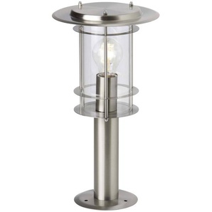 BRILLIANT Lampe York Außensockelleuchte 40cm edelstahl | 1x A60, E27, 40W, geeignet für Normallampen (nicht enthalten) | IP-Schutzart: 44 - spritzwassergeschützt