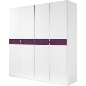priess Kleiderschrank Madrid B/H/T: 185 cm x 173 54 cm, farbige Glasauflagen in den Türen, 4 weiß Drehtürenschränke Kleiderschränke Schränke