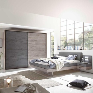 Schlafzimmerset modern in Eiche Grau Beton Optik (vierteilig)