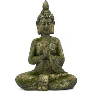 Buddhafigur NOOR LIVING Buddha, sitzend, gefaltete Hände Dekofiguren Gr. B/H/T: 26 cm x 64 cm x 44 cm, grün Figuren Skulpturen