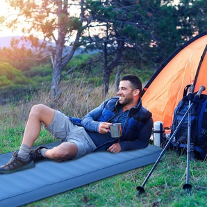 Camping Isomatte Schlafmatte inklusive Tragetasche 10 cm Dick Blau