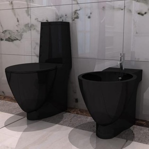 Keramik-WC & Bidet-Set Schwarz
