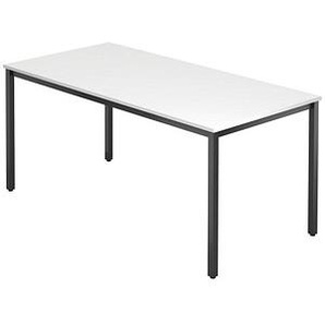 HAMMERBACHER Konferenztisch VDQ16 weiß rechteckig, Vierkantrohr schwarz, 160,0 x 80,0 x 72,0 cm