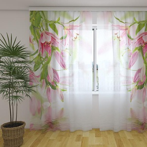 Gardinen & Vorhänge aus Chiffon transparent. Fotogardinen 3D Pink lilies