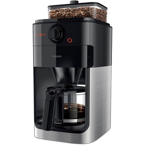 PHILIPS Kaffeemaschine mit Mahlwerk Grind & Brew HD7767/00 Kaffeemaschinen aromaversiegeltes Bohnenfach, edelstahlschwarz Gr. 12 Tasse(n), schwarz (schwarz, edelstahl, kunststoff) Kaffeemaschine mit Mahlwerk
