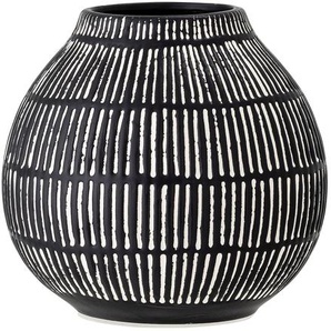 Bloomingville Vase schwarz H=14cm Blumen Elveda Tisch Deko Keramik modern Skandi