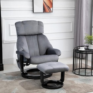 HOMCOM Massagesessel Fernsehsessel Relaxsessel mit Liegefunktion Sessel mit Hocker Massagefunktion samtartiges Polyester Grau 76 x 80 x 102 cm