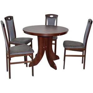 Tisch mit Stühlen in Nussbaumfarben Anthrazit (fünfteilig)