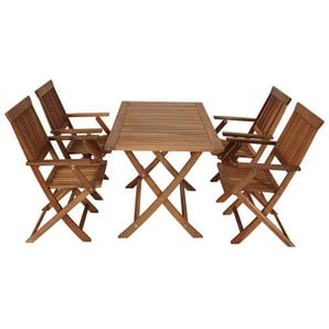 Garten Tischgruppe aus Akazie Massivholz klappbaren Garten Sesseln (fünfteilig)