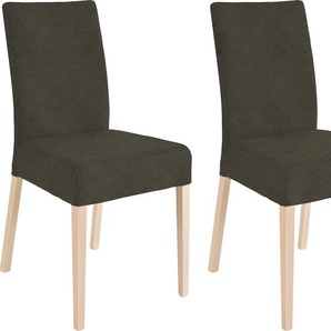 Home affaire 4-Fußstuhl Umag, (Set), 2 St., Microfaser, Sitz und Rücken gepolstert B/H/T: 46,5 cm x 94 59,5 cm, Microfaser grün 4-Fuß-Stühle Stühle Sitzbänke