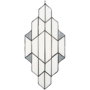 LumiLamp Tiffany Fensterbild 23*50 cm Weiß Grau Glas Glas Kunst Glasmalerei Glasmalerei Hängend