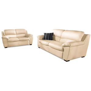 Sitzgruppe COTTA Sitzmöbel-Sets Gr. T: 89 cm, Luxus-Kunstleder, beige (creme) Couchgarnituren Sets Sitzmöbel-Sets Garnitur: 2-Sitzer und 2,5-Sitzer