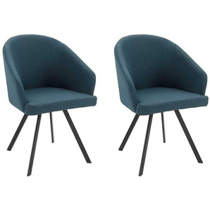 Cocktail Stühle in Blau und Schwarz Webstoff Bezug (2er Set)