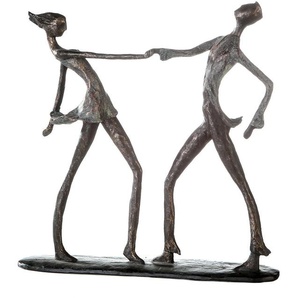Dekofigur CASABLANCA BY GILDE Skulptur Jive Dekofiguren Gr. B/H/T: 36 cm x 36 cm x 7 cm, braun (bronzefarben) Figuren Skulpturen Dekoobjekt, Höhe 36 cm, Tänzer, mit Spruchanhänger, Wohnzimmer
