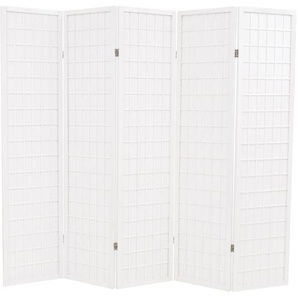 5-tlg. Raumteiler Japanischer Stil Klappbar 200 x 170 cm Weiß