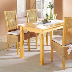 Home affaire Stuhl stuhlparade, (Set), 2 St., Polyester B/H/T: 46 cm x 102,5 56,5 cm, beige Rattanstühle Stühle Sitzbänke