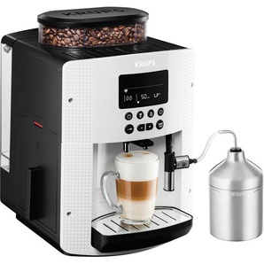 KRUPS Kaffeevollautomat EA8161 Kaffeevollautomaten inkl. Edelstahl-Milchbehälter, 3 Temperaturstufen + 3 Mahlstärken , weiß Kaffeevollautomat