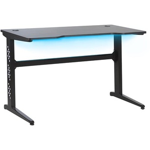 Gaming-Tisch Schwarz MDF Metall 120 x 60 cm RGB LED-Beleuchting Futuristisch Modern Kinderzimmer Jugendzimmer Büro