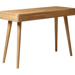 Schreibtisch HOME AFFAIRE Scandi Tische Gr. B/H/T: 110 cm x 75 cm x 43 cm, beige (natur) Schreibtische Tisch aus Eichenholz, mit vielen Stauraummöglichkeiten, Breite 110 cm