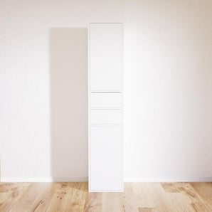 Schrankwand Weiß - Moderne Wohnwand: Schubladen in Weiß & Türen in Weiß - Hochwertige Materialien - 41 x 195 x 34 cm, Konfigurator