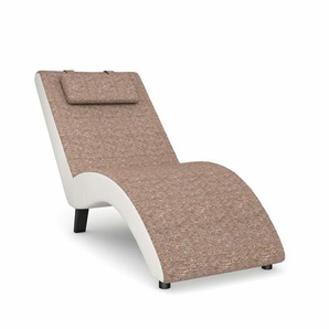 Relaxliege MAX WINZER build-a-chair Nova Sofas Gr. B/H/T: 63 cm x 84 cm x 160 cm, Flachgewebe, Korpus: Kunstleder weiß-Füße: Schwarz, beige Relaxliegen inklusive Nackenkissen, zum Selbstgestalten