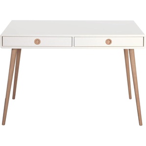 Schreibtisch HOME AFFAIRE Softline Tische Gr. B/H/T: 114 cm x 76 cm x 57 cm, weiß (weiß, eiche) Schreibtische Tisch im Retro Design, in 2 Größen
